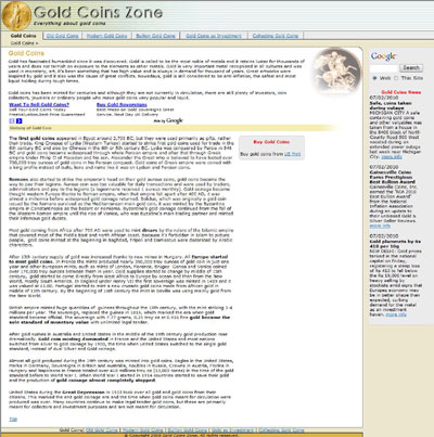 Gold Coins Zone InetSolve Inc.'s Index Page
